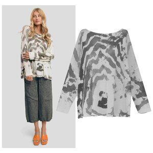 ALEMBIKA Watercolor Boxy sweater sz L 14 16 Abstract print camo tie dye